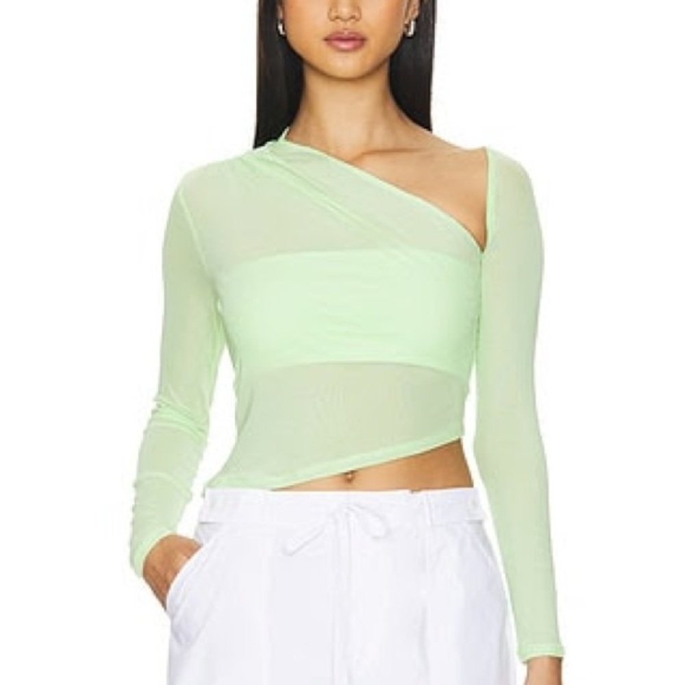 AFRM revolve Asymmetrical Sheer Green Top